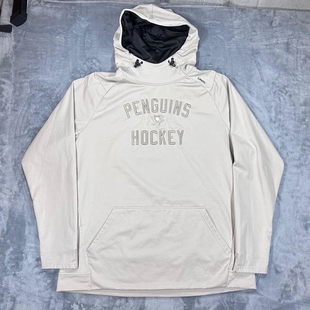 UNRL Pittsburgh Penguins Hockey Hoodie Mens XXL Tan Performance Sweatshirt NHL